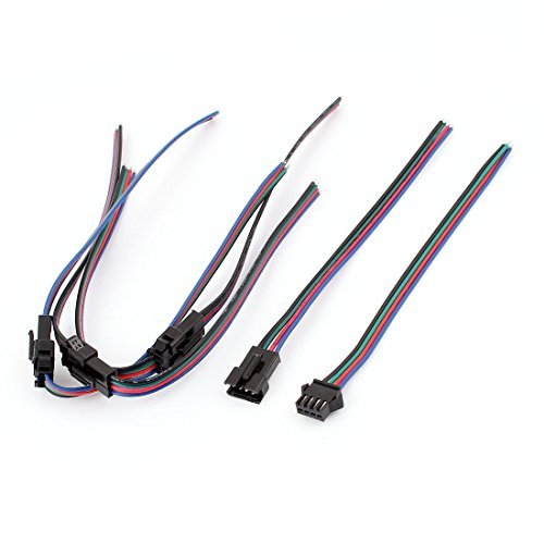 DealMux 4 Par 4 Pin 4P Masculino Feminino JST-SM conectores de cabo para RGB LED tiras