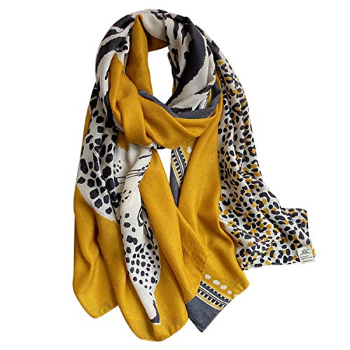 DEBAIJIA Bufanda Mujer Pañuelo Señoras Fular Larga Mantón Ligeros Chales 180 * 90CM Amarillo Negro