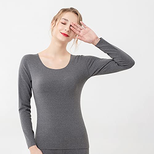 DEBAIJIA Camiseta Térmica de Manga Larga para Mujer, Camiseta Cálida de Otoño Invierno para Mujer, Camiseta Interior Suave y Ligera de Algodón(M-marrón)