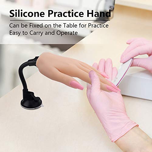 Deciniee Mano de Practicas de Uñas,100 Piezas de Uñas Acrilicas Silicona Manos Articulada Practicas Uñas Postizas Dedo de Practica Falsas Mano para Uñas Manicura Profesional