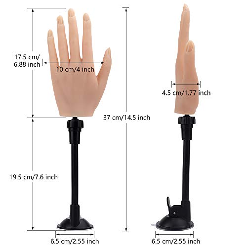 Deciniee Mano de Practicas de Uñas,100 Piezas de Uñas Acrilicas Silicona Manos Articulada Practicas Uñas Postizas Dedo de Practica Falsas Mano para Uñas Manicura Profesional