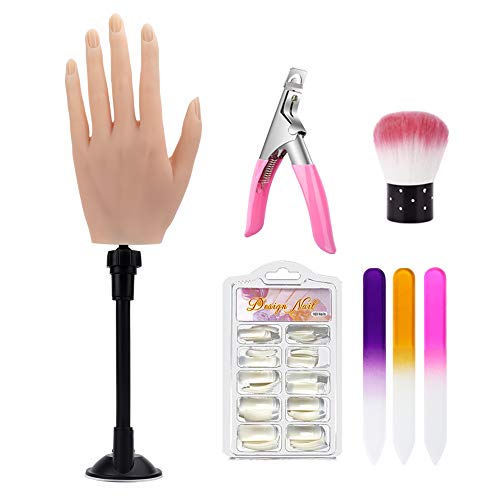 Deciniee Mano de Practicas de Uñas,100 Piezas de Uñas Acrilicas Silicona Manos Articulada Practicas Uñas Postizas Dedo de Practica Falsas Mano para Uñas Manicura Profesional