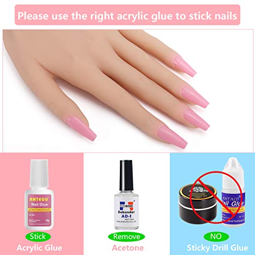 Deciniee Mano de Practicas de Uñas,100 Piezas de Uñas Acrilicas Silicona Manos Articulada Practicas Uñas Postizas Dedo de Practica Falsas Mano para Uñas Manicura Profesional