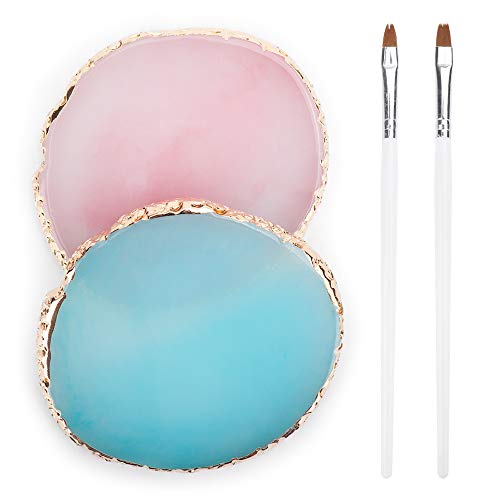Deciniee Paleta de Arte de Uñas, Paleta de Mezcla de Uñas de Resina de 2 Piezas y 2 Bolígrafos de Uñas, Paleta de Colores de Dibujo de Soporte de Esmalte Paleta de Gel de Pintura de Uñas