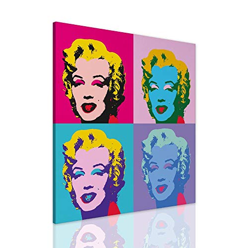 Declea MLYN-X4-60X60 Cuadro Marilyn Monroe estilo Andy Warhol Design Tela Pop Art, marco de madera, multicolor, 60 x 60 cm