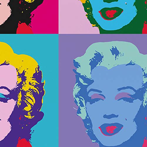 Declea MLYN-X4-60X60 Cuadro Marilyn Monroe estilo Andy Warhol Design Tela Pop Art, marco de madera, multicolor, 60 x 60 cm