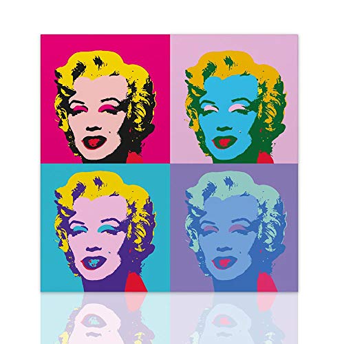 Declea MLYN-X4-60X60 Cuadro Marilyn Monroe estilo Andy Warhol Design Tela Pop Art, marco de madera, multicolor, 60 x 60 cm
