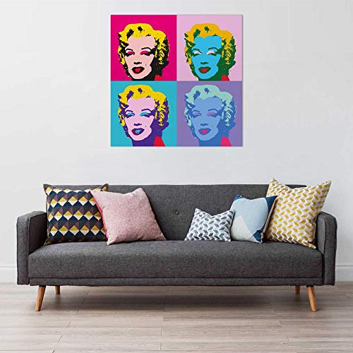 Declea MLYN-X4-60X60 Cuadro Marilyn Monroe estilo Andy Warhol Design Tela Pop Art, marco de madera, multicolor, 60 x 60 cm