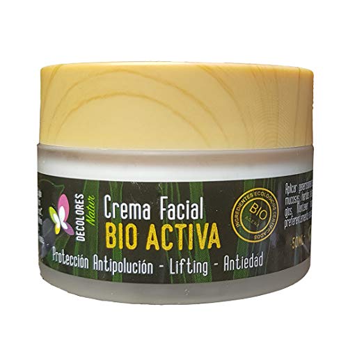 Decolores | Crema Facial Bio Activa | Protege Frente a la Polución | Reduce Residuos en la Piel | Crema Anti Polución | Efecto Lifting y Anti Edad 50ml | Cuida tu Piel