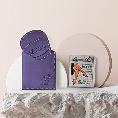 Decolores | Guante depilatorio corporal natural de color malva. Guantes para eliminar el vello y las células muertas dejando tu piel totalmente suave y perfecta. Kit básico 15.