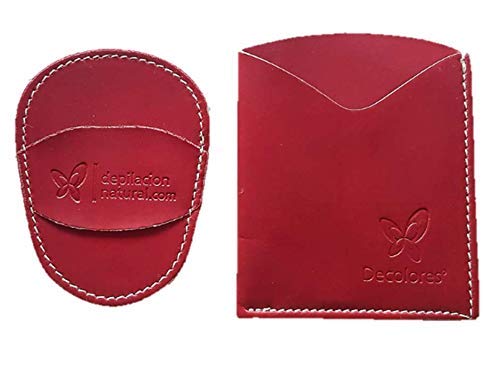 Decolores | Guante depilatorio corporal natural de color rojo, con estuche y 10 láminas de silicio.Guantes para eliminar el vello y las células muertas dejando tu piel totalmente suave y perfecta.