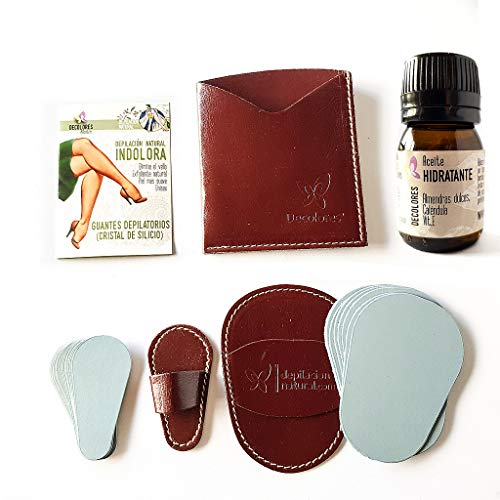 Decolores | Kit de Cosmética Natural Depilatoria | Pack Regalo Guante Depilatorio Facial | Eliminar el Vello y las Células Muertas | Piel Suave y Perfecta | Regalo Original