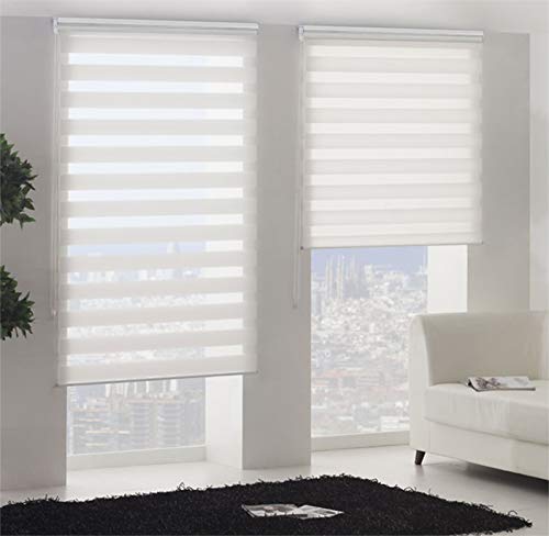 Decorestor Estores enrollables Noche y Dia A Medida. Anchos Desde 40 a 180 cm Control Total de la luz, Blanco Persianas enrollables para Ventanas y Puertas Medida básica 150x250