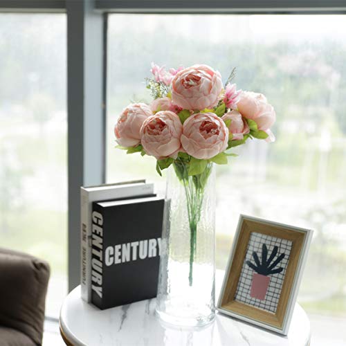 Decpro 1 Paquete de Ramo de peonías Artificiales, Flores de peonías Grandes de Seda de 19 Pulgada con capullos para Bodas, oficinas, hoteles, decoración, centros de Mesa(Primavera Rosa Rosa)