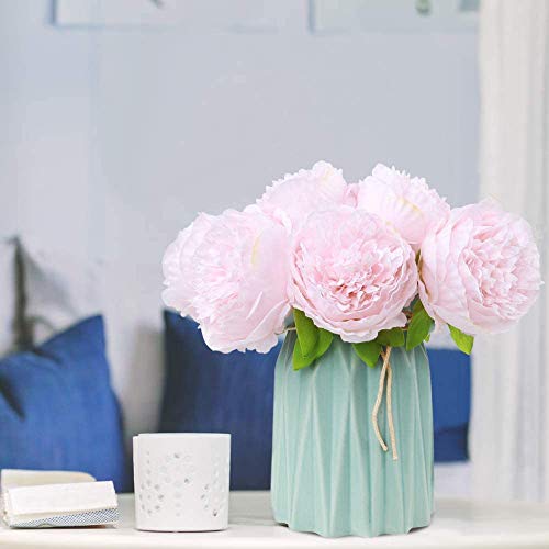 Decpro 2 racimos de peonías Artificiales, 10 Cabezas de peonía de Seda, Flor Falsa para Boda, Oficina en casa, Fiesta, Hotel, alféizar de Ventana, decoración, centros de Mesa, Rosa Claro