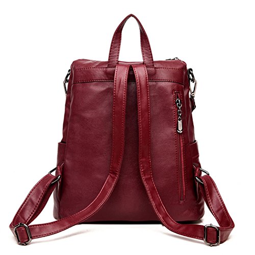 DEERWORD Mujer Bolsos Mochila Vestir Antirobo Pequeña Cuero Hombro Piel de PU Casual Bandolera Fekete