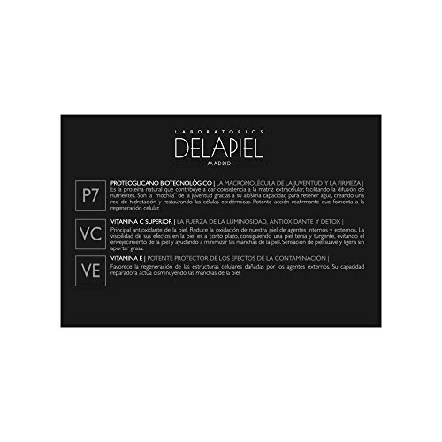 Delapiel Serum Facial - Conexión 7% de proteoglicanos encapsulados complementado con 7% de vitamina C - 30 Ampollas