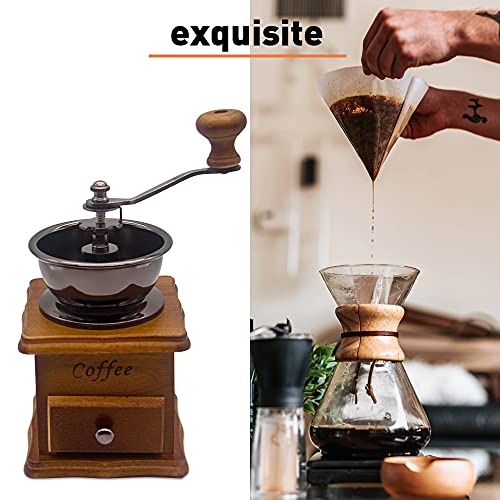 DELEE GCG9318 Molinillo de café manual artesanal con manivela de mano con ajustes de molienda y cajón de atrapar 10,5 x 10,5 x 17,5 cm