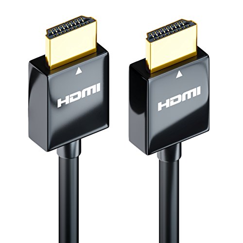 deleyCON 1m Cable HDMI SLIM de Alta Velocidad con Ethernet (Último Estándar) 3D 4K ULTRA HD UHD SUPER Flexible - Negro