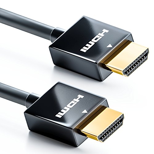 deleyCON 1m Cable HDMI SLIM de Alta Velocidad con Ethernet (Último Estándar) 3D 4K ULTRA HD UHD SUPER Flexible - Negro