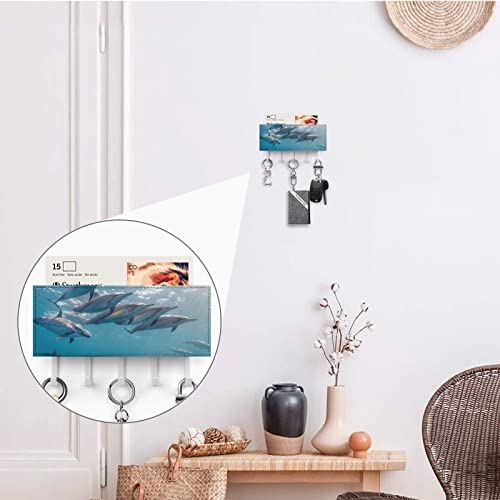 Delfín Marino Organizador De Almacenamiento De Entrada De Montaje En Pared, Clasificador De Correo Con 5 Ganchos, Soporte Para Cartas 18x11cm