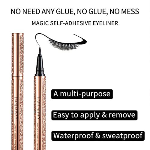 Delineador de ojos, Delineador magnetico Waterproof, Delineador de ojos Negro Líquido No Se Requiere Pegamento de Eyelashes, Lápiz de Maquillaje Ojos Adecuado Para Pestañas Postizas Magnéticas (01#)