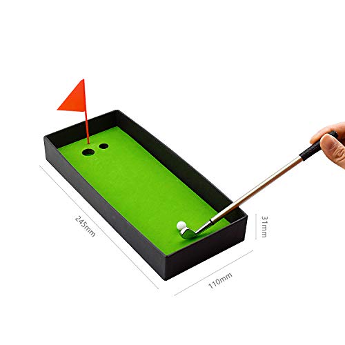 Demason Juego de Bolígrafos para Club de Golf, Mini Set de Palo de Golf, Regalo para Aficionados de Golf, Entretenimiento de Oficina, 3 Palos de Bolígrafo de Golf, con Una Bandera Pequeña y 2 Pelotas