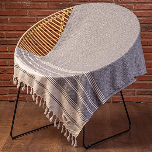 DEMMEX - Toalla de algodón turco con certificado 100% orgánico y tinte orgánico prelavado XL, tejido de diamante, toalla peshtemal para baño, playa, piscina, spa, gimnasio, 180 x 90 cm
