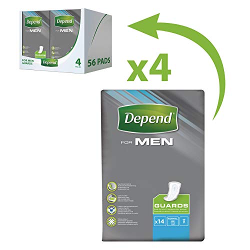 Depend Compresas para la incontinencia para hombre, máxima absorción y protección – Paquete de de 56 compresas