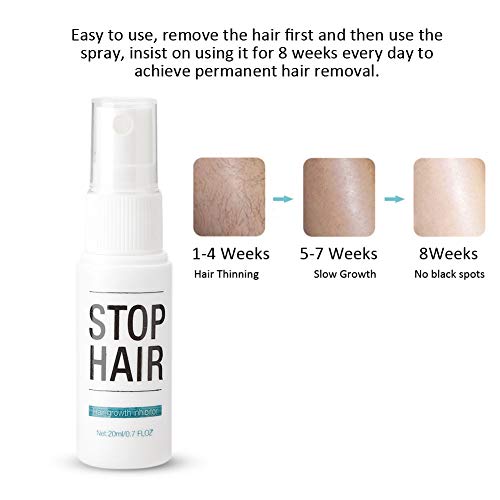 Depilación permanente, extracto de hamamelis para hombres y mujeres, spray inhibidor del crecimiento del cabello, para depilación corporal permanente de piernas