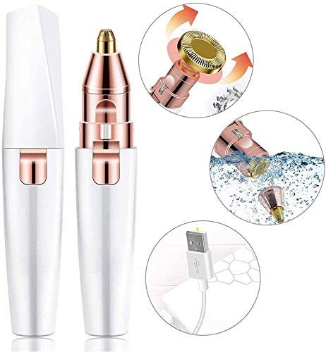 Depiladora Facial Mujer, Eléctrica Depiladora Cejas, Depiladora Cejas Mujer, Depiladora de cejas USB recargable 2 en 1, Depiladora de cejas para cejas, Labios, Cuerpo, Vello facial