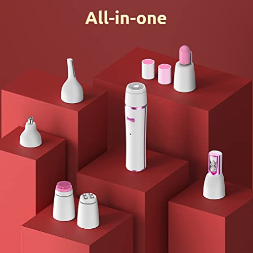 Depiladora Mujer Afeitadora eléctrica inalámbrica Recortador Rostro Multifunción 7 en 1 Cepillo Limpieza facial Masajeador Manicura Uñas