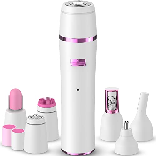 Depiladora Mujer Afeitadora eléctrica inalámbrica Recortador Rostro Multifunción 7 en 1 Cepillo Limpieza facial Masajeador Manicura Uñas