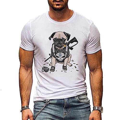 Deportiva Camisa Hombre Clásica Tendencia Cuello Redondo Animal Estampado Hombre Camiseta Básica Ajustado Elástica Manga Corta Moderna Wicking Transpirable Hombre Muscular Shirt B-DG2 XXL