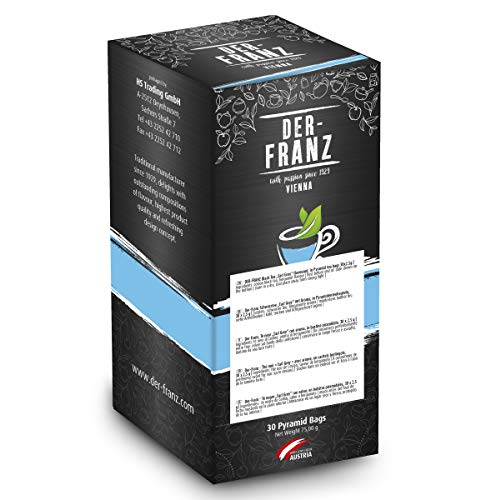 Der-Franz - Té negro "Earl Grey" con sabor natural en bolsitas piramidales, 30 x 2,5 g