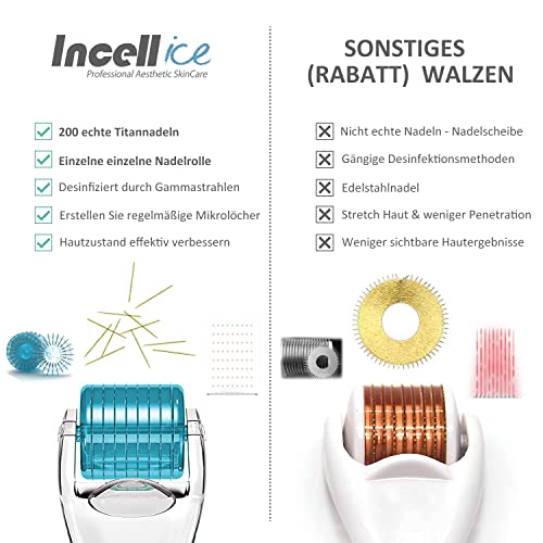 Dermaroller 1.0 mm Derma Roller Titanio Microagujas 200 Pines Microagujas Rodillo Agujas individuales Piel facial Rodillo corporal Acné Arrugas Cicatrices Estrías Crecimiento del cabello Cosmético