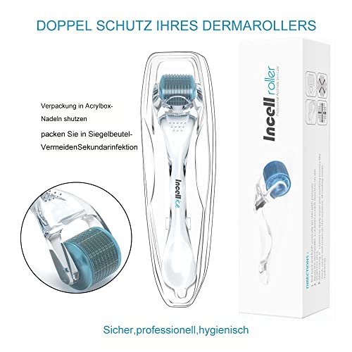 Dermaroller 1.0 mm Derma Roller Titanio Microagujas 200 Pines Microagujas Rodillo Agujas individuales Piel facial Rodillo corporal Acné Arrugas Cicatrices Estrías Crecimiento del cabello Cosmético