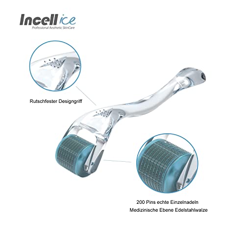 Dermaroller 1.0 mm Derma Roller Titanio Microagujas 200 Pines Microagujas Rodillo Agujas individuales Piel facial Rodillo corporal Acné Arrugas Cicatrices Estrías Crecimiento del cabello Cosmético