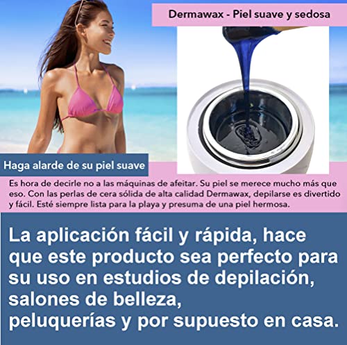 Dermawax Azuleno perla de Cera caliente Cera depilatoria caliente, para pieles sensibles et normal, áreas faciales axilas, faciales Cera sobre, La carrocería completa Depilación brasileña 2 kg