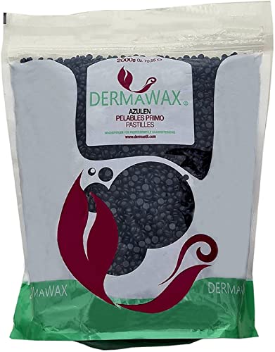 Dermawax Azuleno perla de Cera caliente Cera depilatoria caliente, para pieles sensibles et normal, áreas faciales axilas, faciales Cera sobre, La carrocería completa Depilación brasileña 2 kg