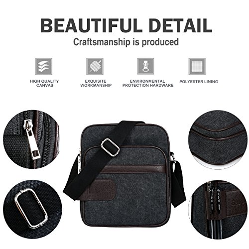 Desconocido Eshow Bolso Hombro Bandolera de Tela para Hombres Casual Viaje Oficina Uso Diario