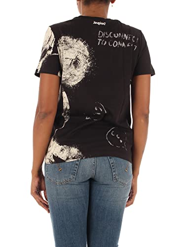 Desigual TS_Mickey, Camiseta para Mujer, Blanco, Talla L