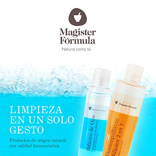 Desmaquillante de Ojos Bifásico 125ml con Manzanilla | Ojos, Labios y Pestañas | Elimina todo tipo de maquillaje, Waterproof | Limpieza Facial | Efecto calmante y Anti-irritante | Magister Formula
