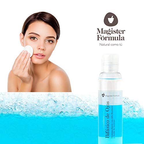 Desmaquillante de Ojos Bifásico 125ml con Manzanilla | Ojos, Labios y Pestañas | Elimina todo tipo de maquillaje, Waterproof | Limpieza Facial | Efecto calmante y Anti-irritante | Magister Formula
