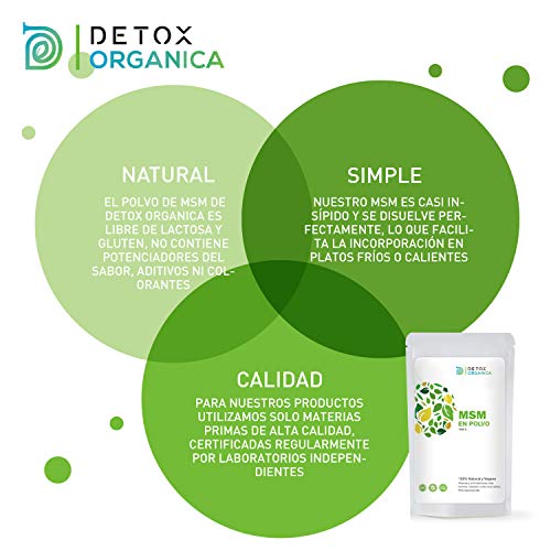Detox Organica MSM Polvo 99.9% Puro En Bolsa 1 kg | Sin Aditivos - Azufre Orgánico En Dosis Alta – 100% Natural Vegetal | Antiinflamatorio – Dolor Muscular | Producto Vegano Hecho En Alemania