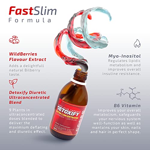Detoxify | Único Detox que Actúa en 7 días | Fórmula UltraConcentrada con Mio-Inositol y Vitamina B6 | Increíble Sabor WildBerries | Diurético Potente Drenante