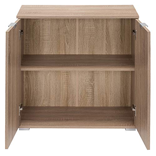 Deuba Cómoda Alba Roble con 2 Puertas y Estante Ajustable Mueble Organizador para Oficina Dormitorio
