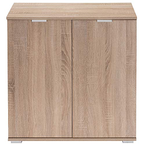 Deuba Cómoda Alba Roble con 2 Puertas y Estante Ajustable Mueble Organizador para Oficina Dormitorio