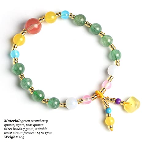 Deykhang Pulsera de Cuarzo Verde Natural Nugget Ámbar Colgante Multi-gem Chakra curativo Pulsera de Cristal Feng Shui Aura Pulsera Amuleto Talismán para Prosperidad Joy Amor