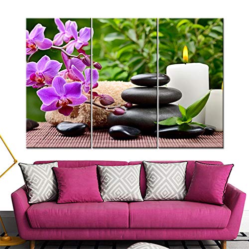 DGGDVP Arte en Lienzo HD Carteles e Impresiones Imagen de Pared para Sala de Estar Caligrafía Vela Flor de Loto Decoración del hogar Pintura Modular Tamaño 1 Marco
